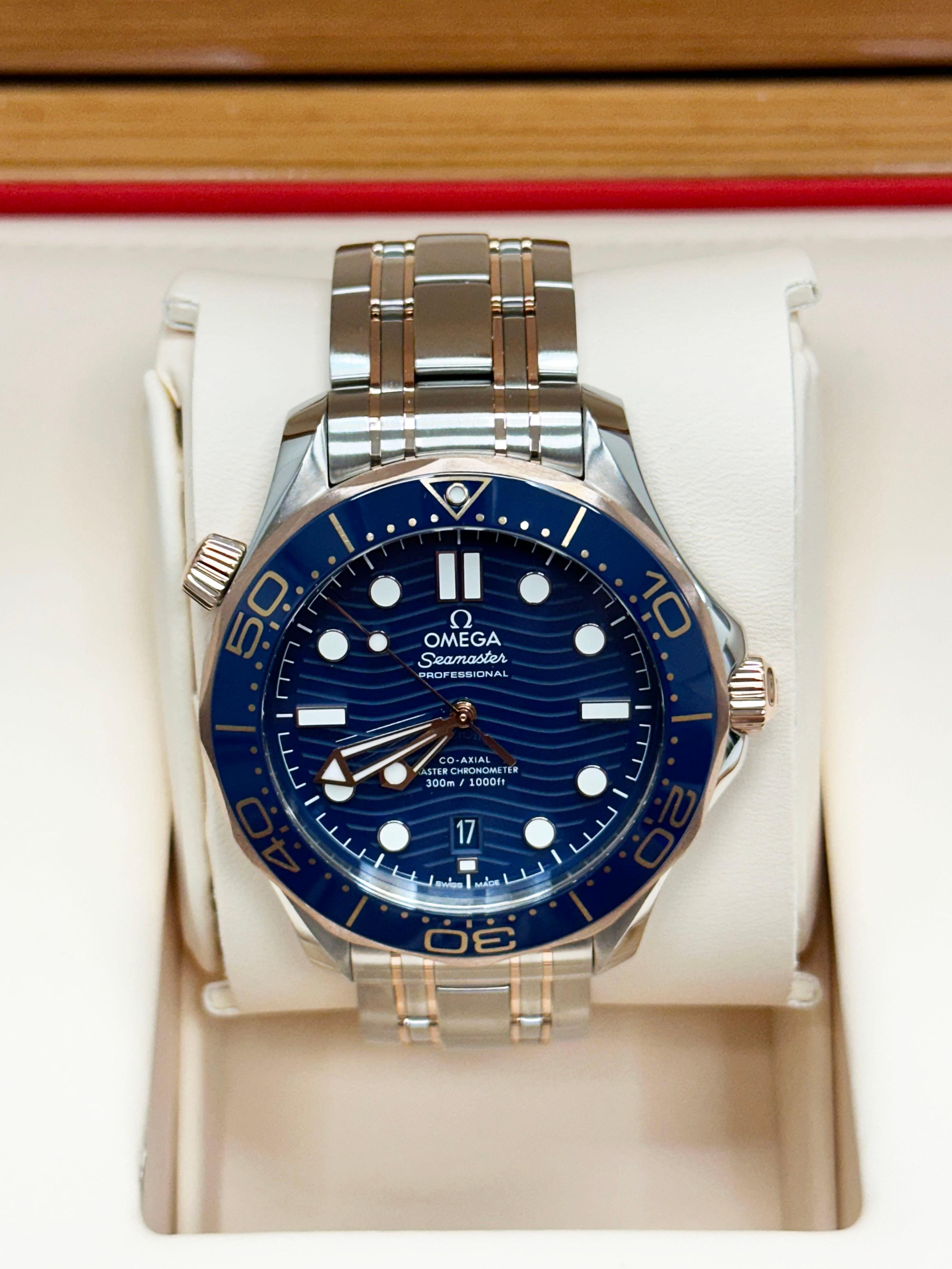 Omega 210.20.42.20.03.002 Seamaster Diver Blue 18K Rose Gold Steel Box Paper 1