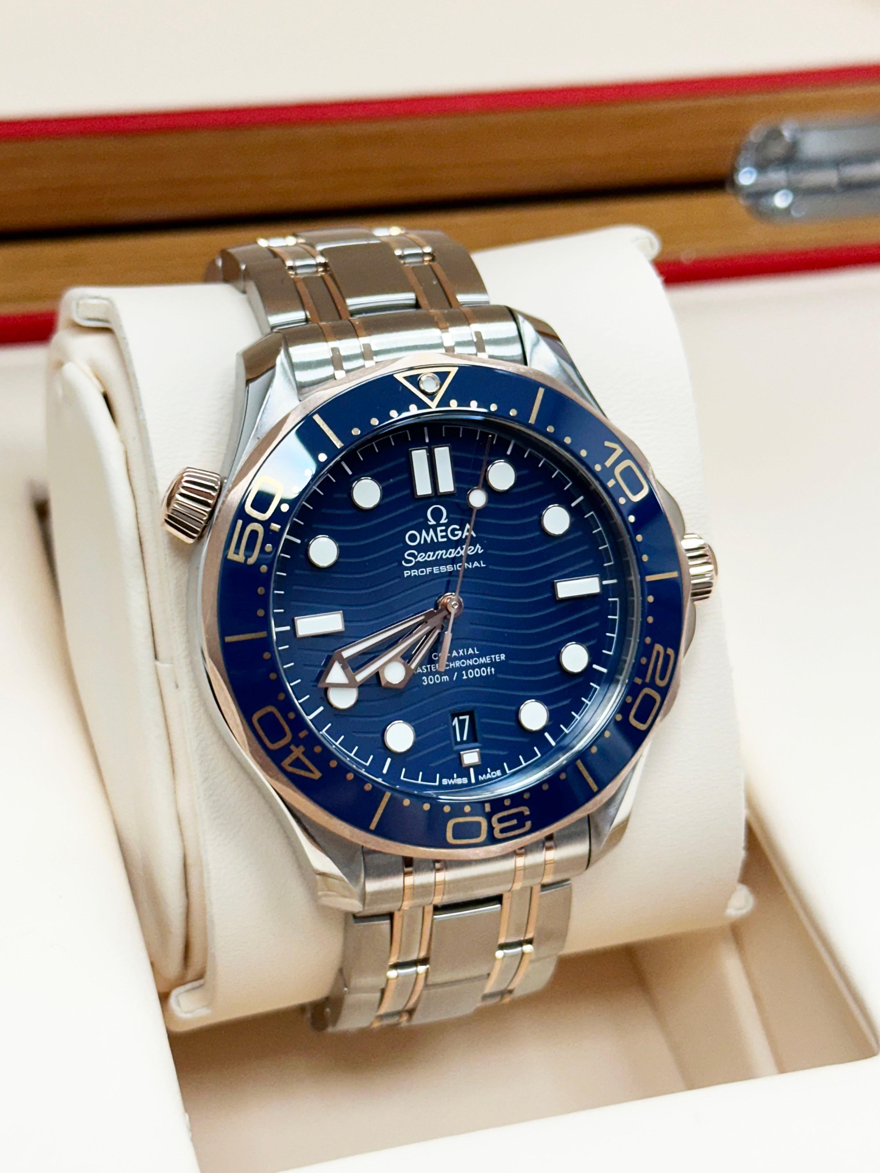 Omega 210.20.42.20.03.002 Seamaster Diver Blue 18K Rose Gold Steel Box Paper 2