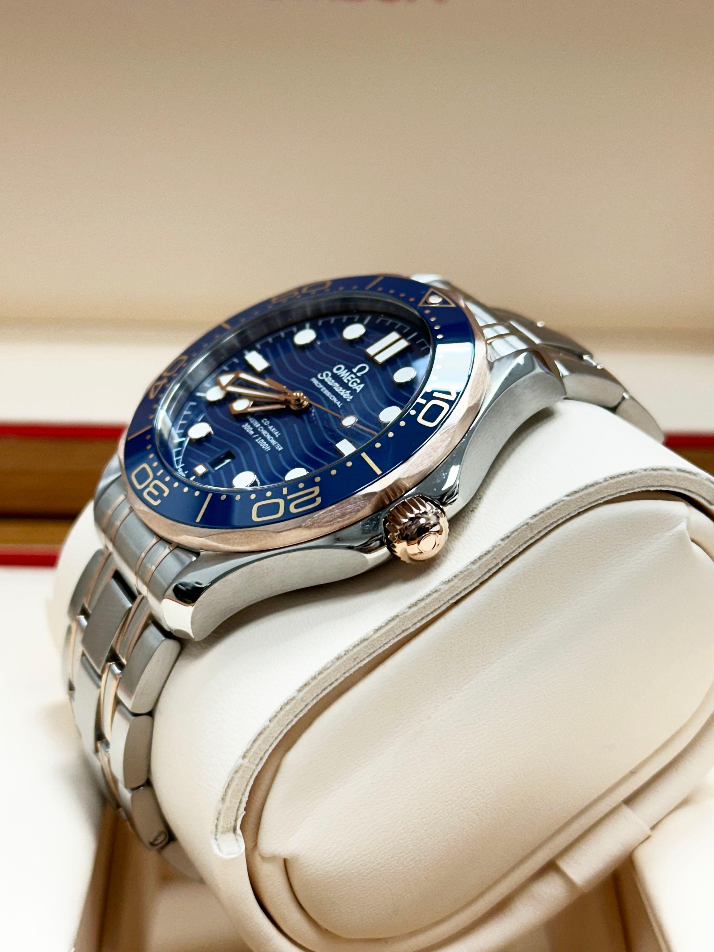 Omega 210.20.42.20.03.002 Seamaster Diver Blue 18K Rose Gold Steel Box Paper 3