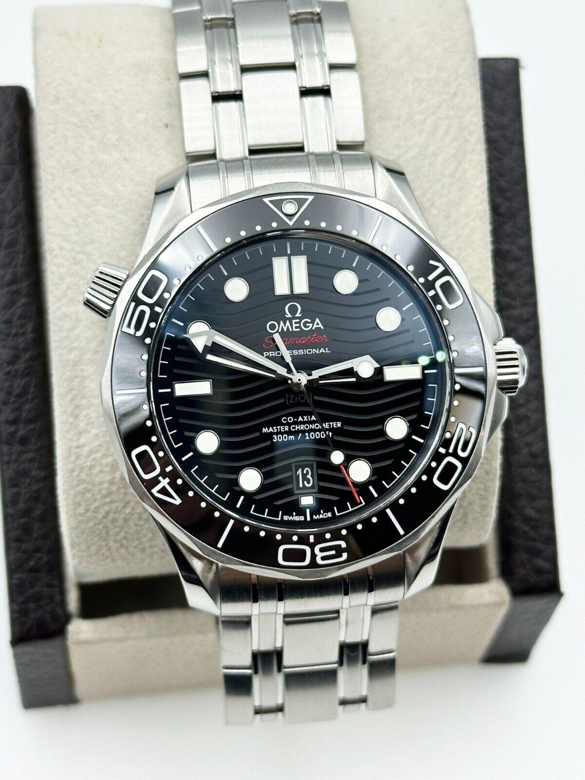 Omega 210.30.42.20.01.001 Seamaster Diver Esfera Negra Acero Caja Papel 2019 en Excelente Estado en San Diego, CA