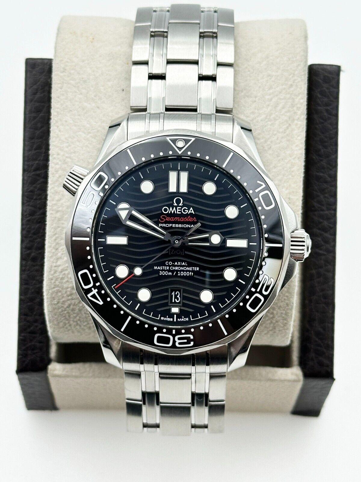 De los hombres Omega 210.30.42.20.01.001 Seamaster Diver Esfera Negra Acero Caja Papel 2019