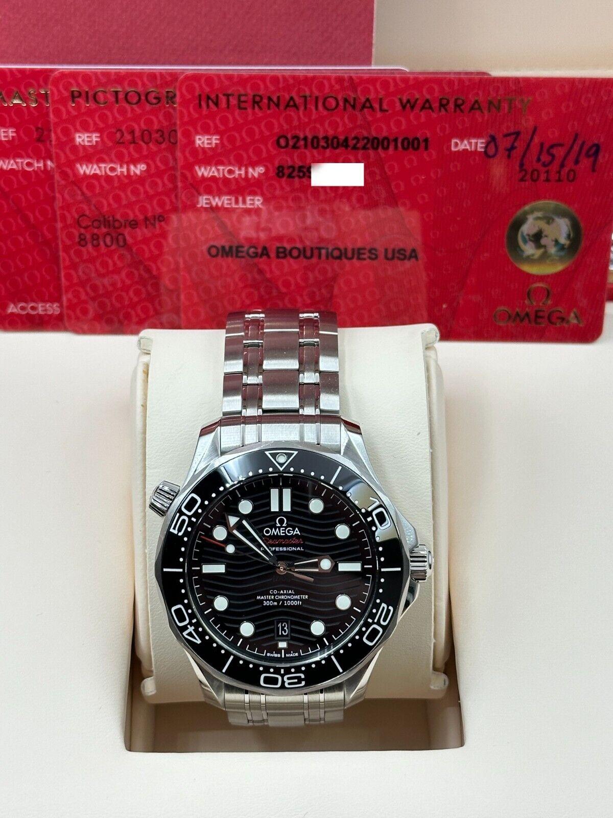 Omega 210.30.42.20.01.001 Seamaster Diver Esfera Negra Acero Caja Papel 2019 2