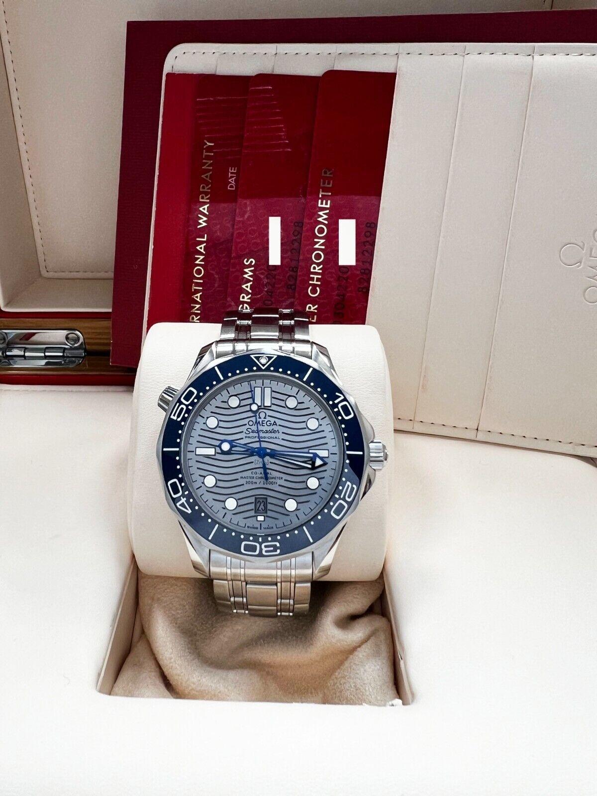 Omega 210.30.42.20.06.001 Seamaster Grey Dial Stainless Steel Box Paper In Excellent Condition For Sale In San Diego, CA