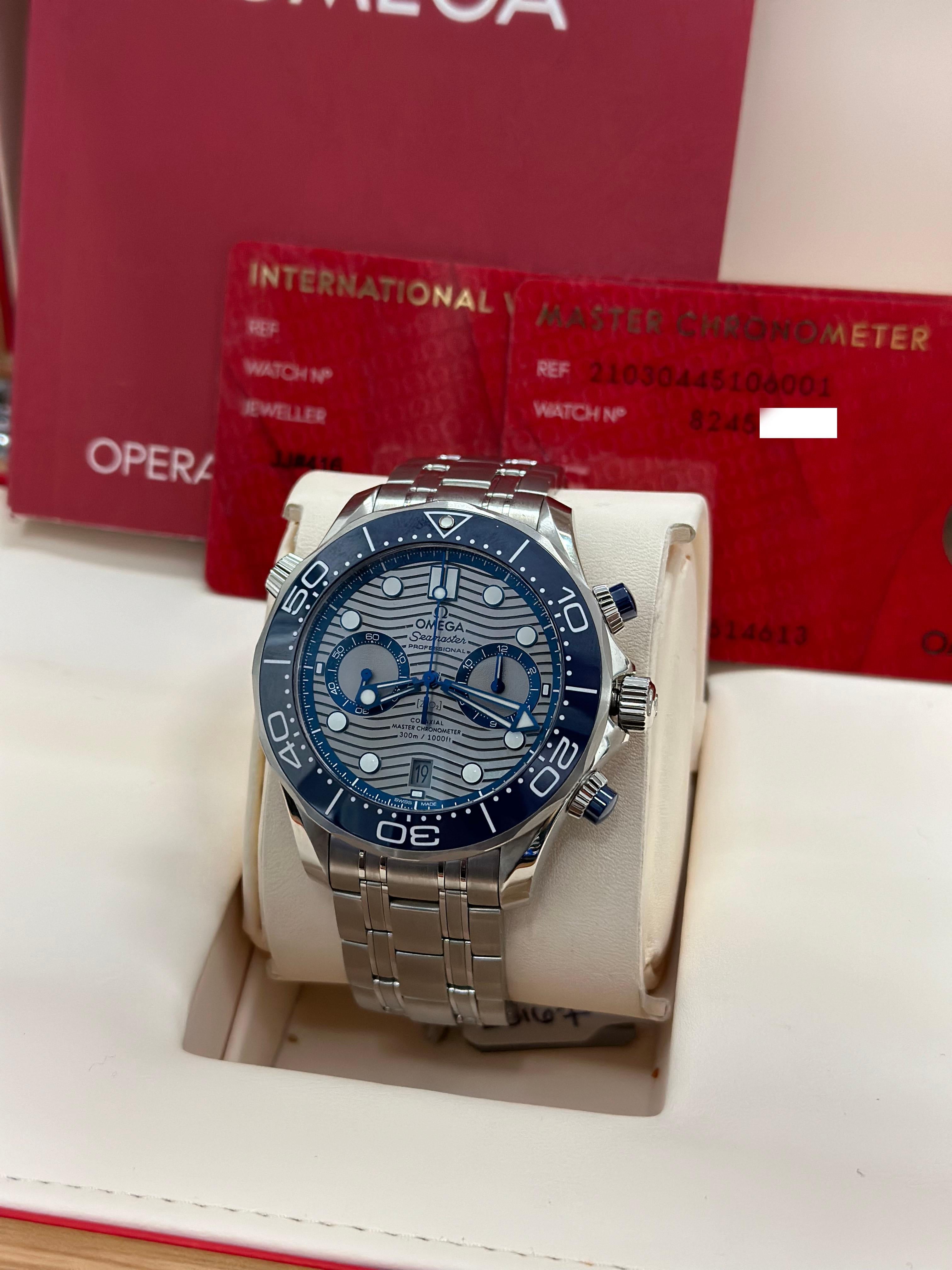 Omega 210.30.44.51.06.001 Seamaster Chronograph Stainless Steel Box Paper For Sale 3