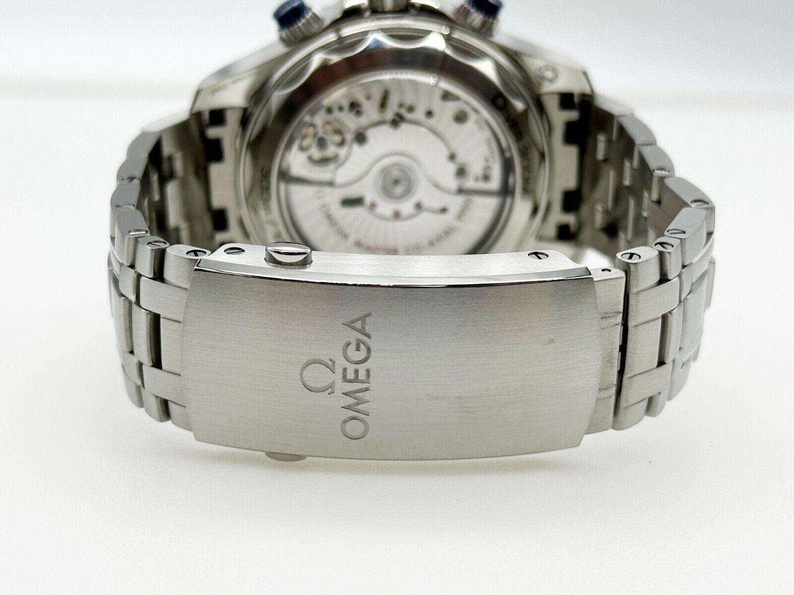 Women's or Men's Omega 210.30.44.51.06.001 Seamaster Chronograph Stainless Steel Box Paper For Sale