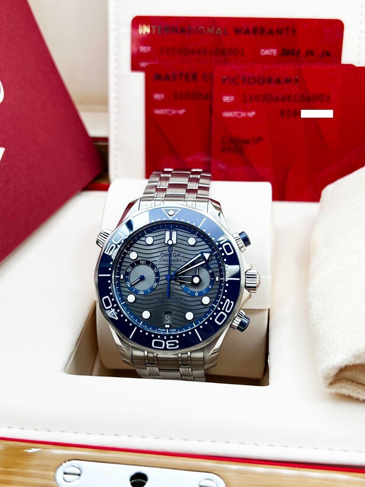 Omega 210.30.44.51.06001 Seamaster Diver 300M Graues Zifferblatt Stahl Box Papier 2021 im Zustand „Hervorragend“ in San Diego, CA