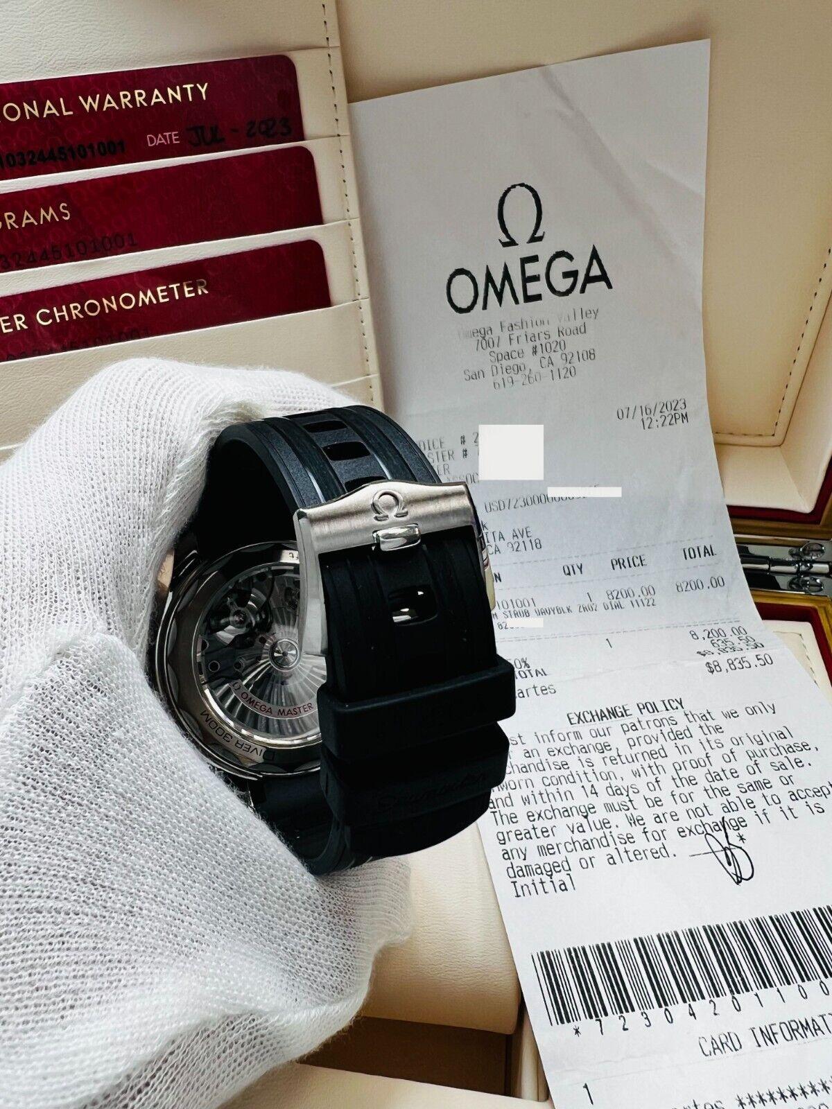 Omega 210.32.44.51.01.001 Seamaster Black Dial Rubber Strap Box Paper 2023 en vente 7