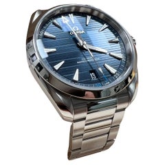 Omega 220.10.41.21.03.001 Seamaster Aqua Terra Blue Boîte en acier inoxydable