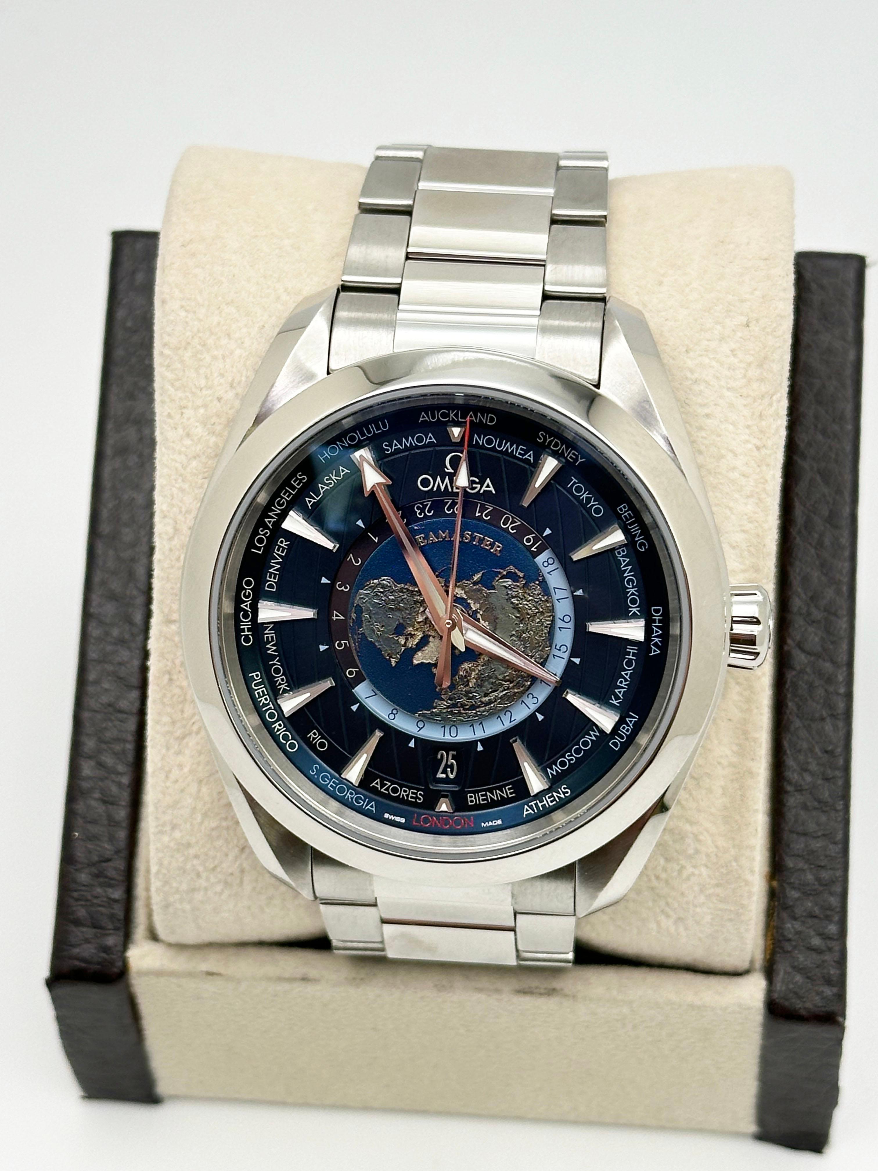 Omega 220.10.43.22.03.001 Seamaster Aqua Terra Blaues Zifferblatt Stahlschachtelpapier 2024 Herren