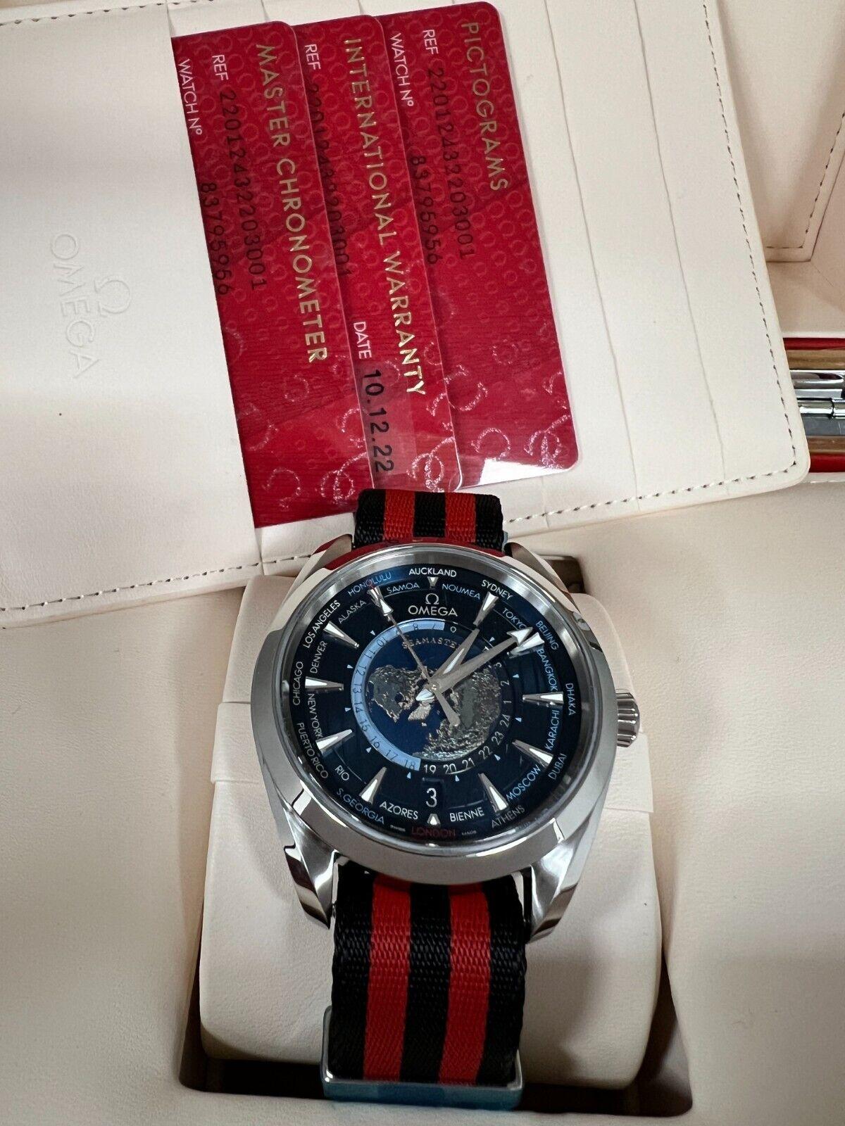 Omega 220.12.43.22.03.001 Seamaster Aqua Terra Stainless Steel Box Paper 2022 In Excellent Condition For Sale In San Diego, CA