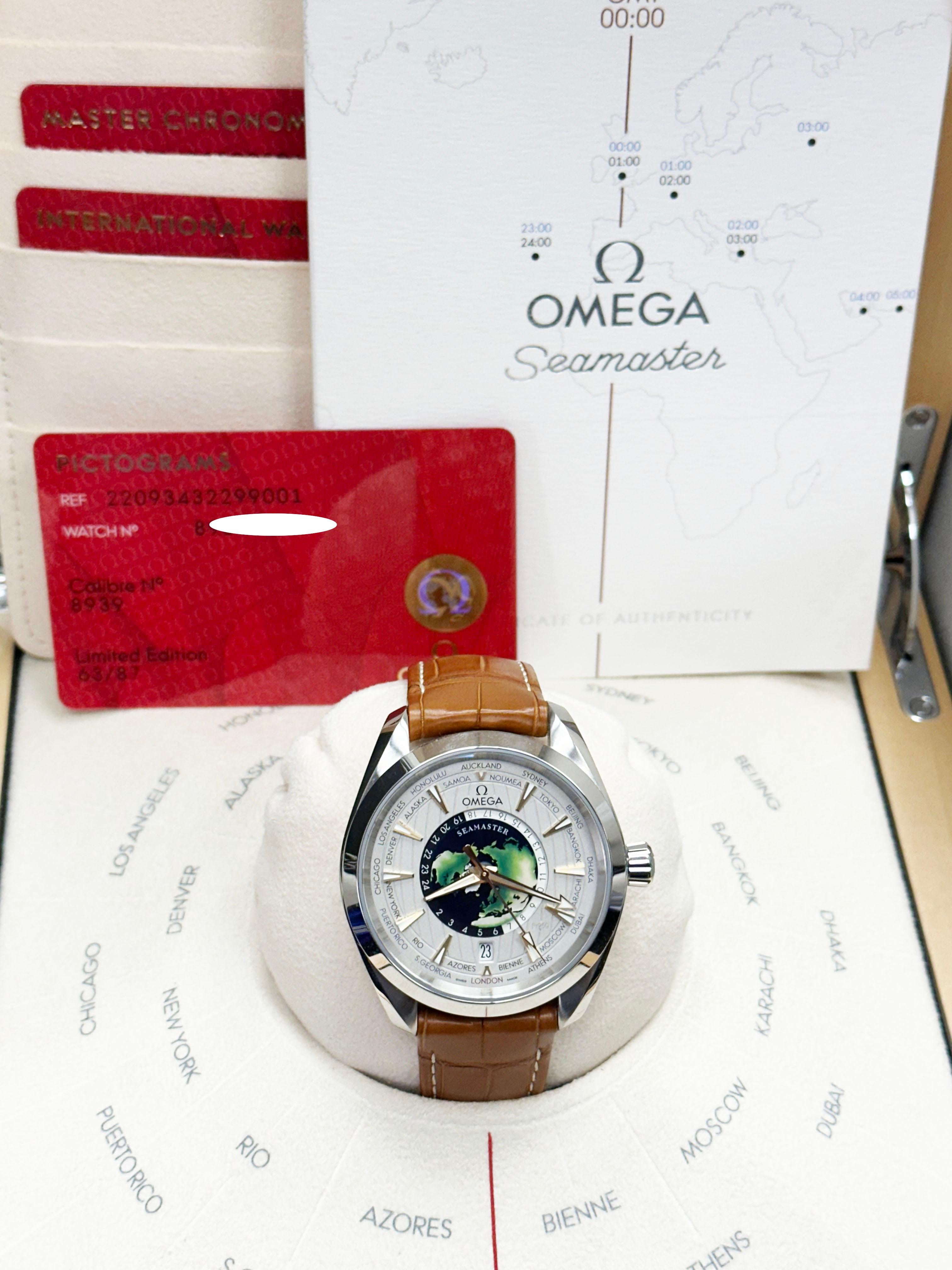 Omega 220.93.43.22.99.001 Seamaster 43mm Platinum Box Paper STICKERS VERY RARE For Sale 3