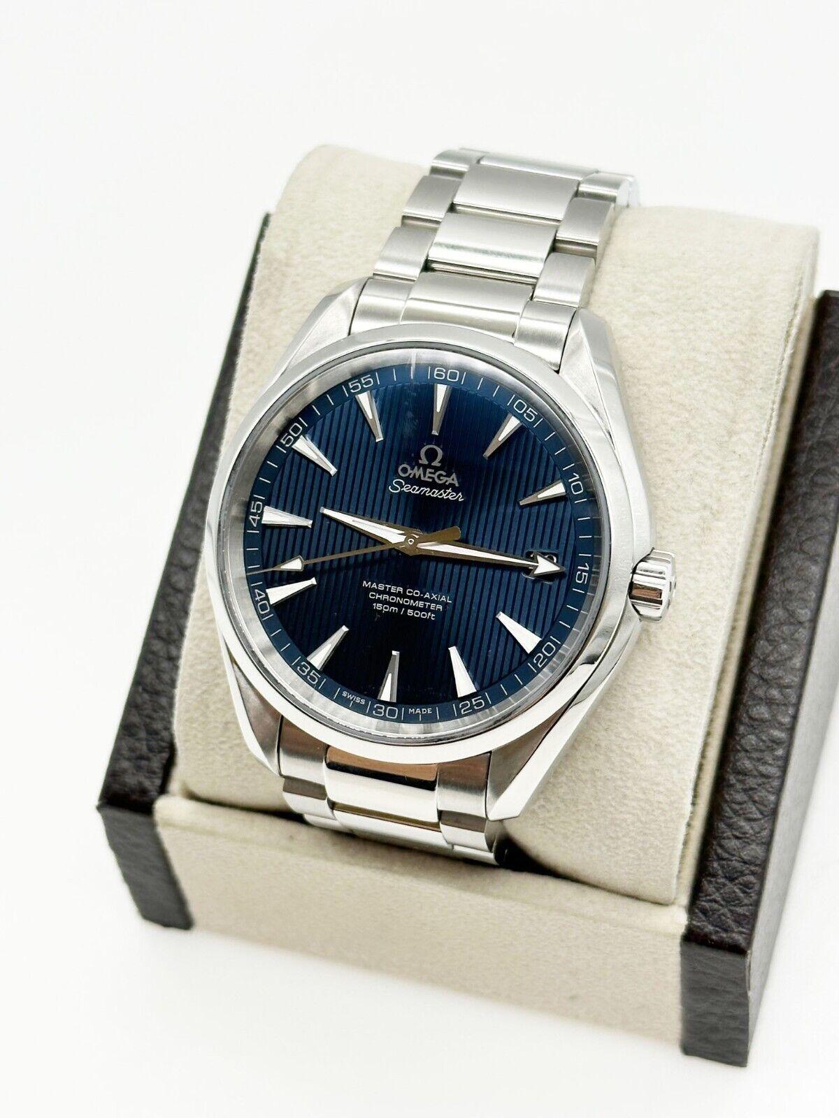 Omega 231.10.42.21.03.003 Seamaster James Bond Aqua Terra Blau Stahl Box Papier im Zustand „Gut“ in San Diego, CA