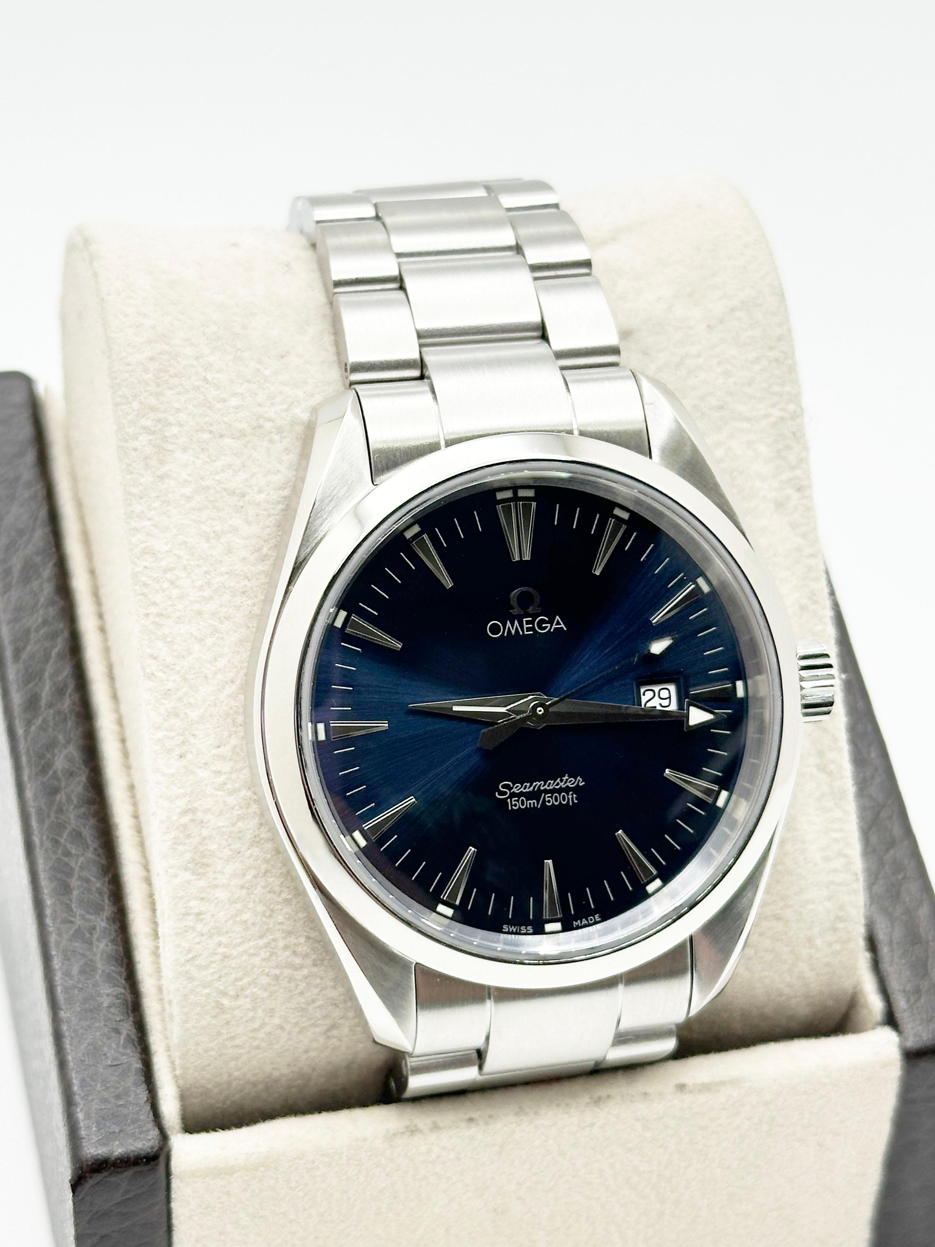 Omega 2517.80,00 Seamaster Blaues Zifferblatt Edelstahl-Kastenpapier mit blauem Zifferblatt 1