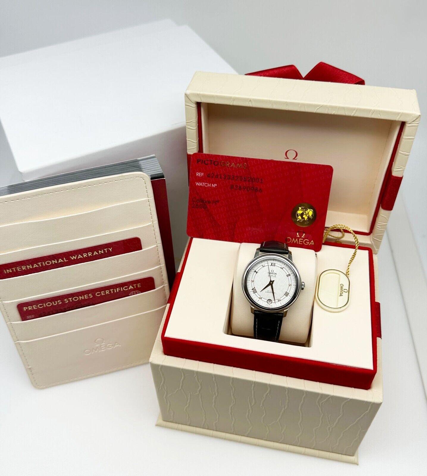 Omega 424.13.33.20.52.001 De Ville Prestige Diamond Dial Steel Box Paper en vente 3