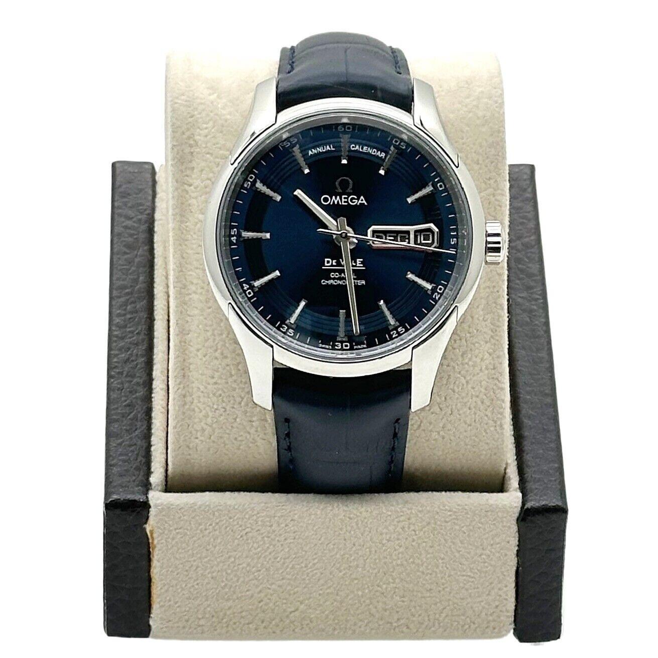 Omega 431.33,41,22,03,001 De Ville Hour Vision Montre bleue avec calendrier annuel et cadran en acier Pour hommes en vente