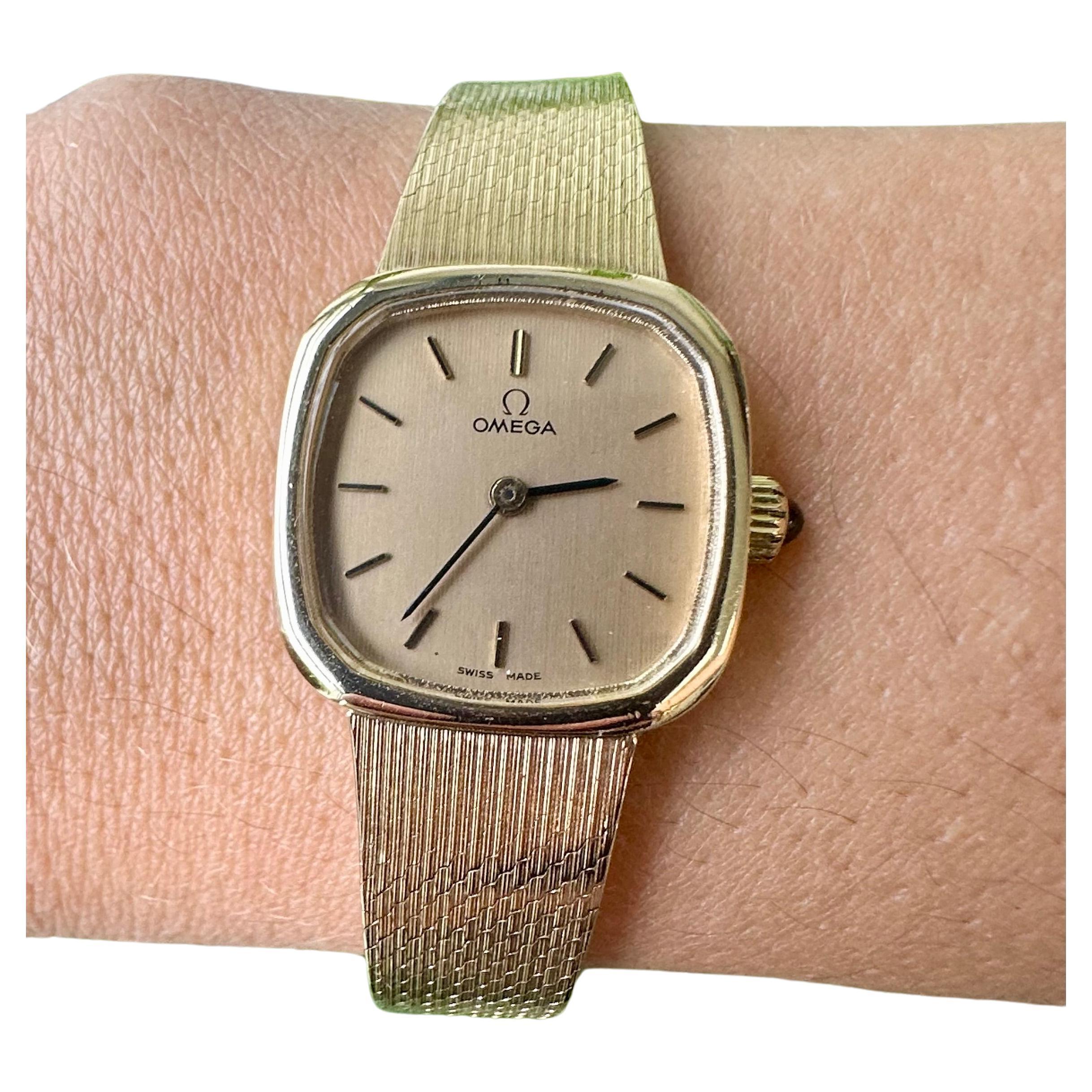  Omega 9k Yellow Gold Watch Manual Wind Vintage Watch For Sale
