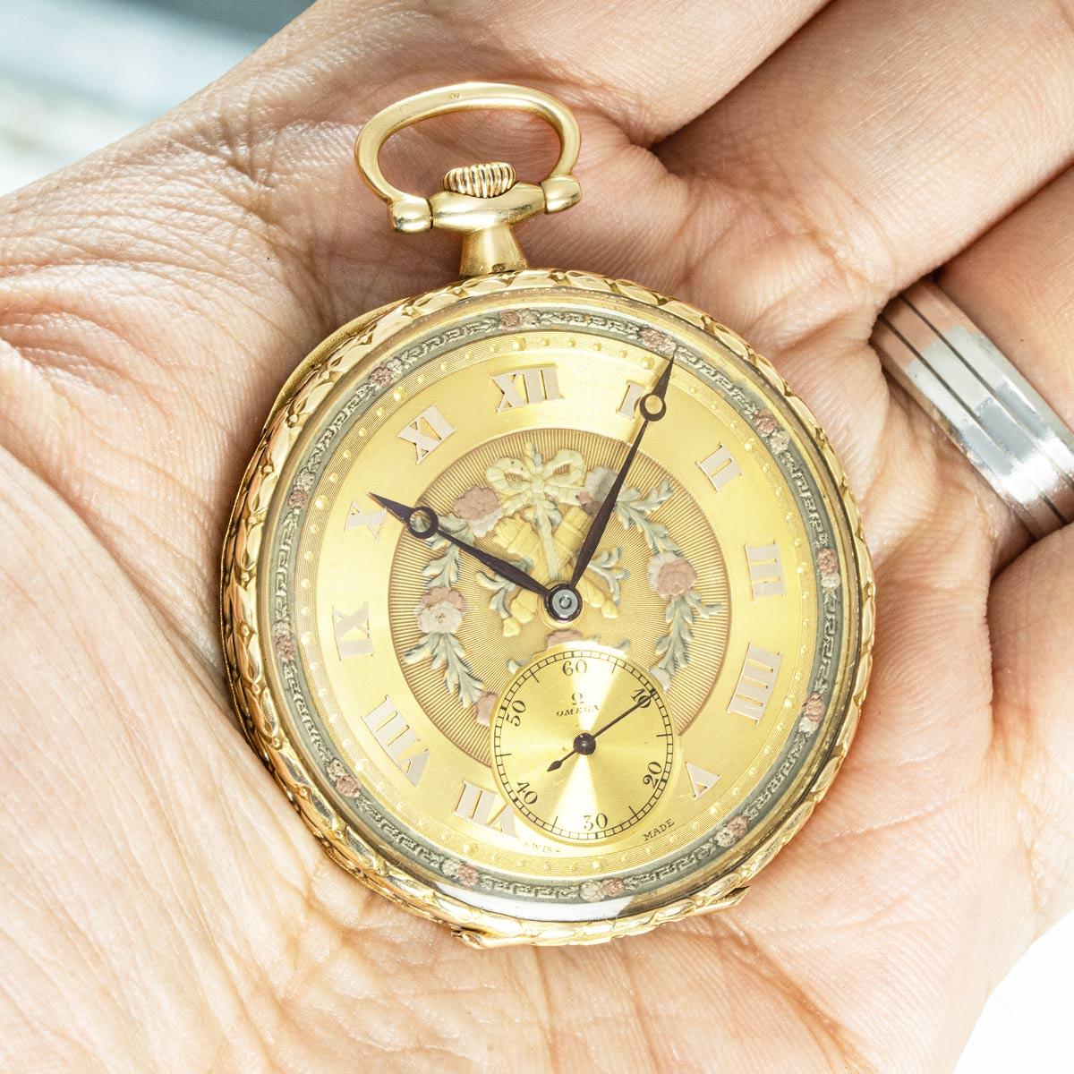 Omega. A Rare and Unusual Gold Art Deco Pocket Watch C1920 6