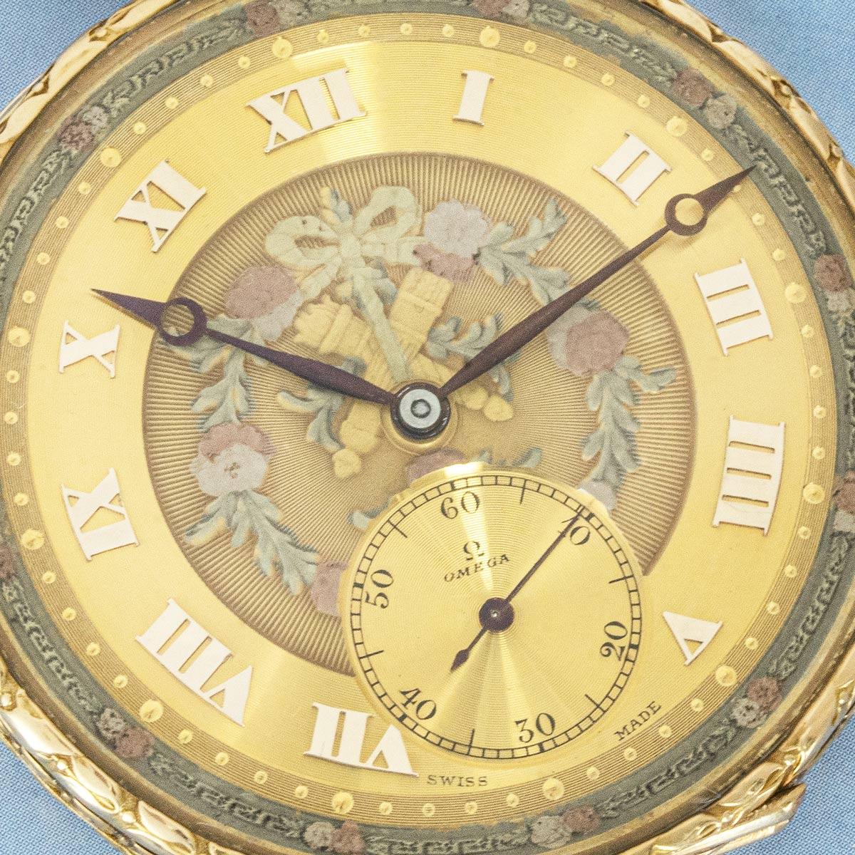 Omega. A Rare and Unusual Gold Art Deco Pocket Watch C1920 In Good Condition In Mayfair, London, London