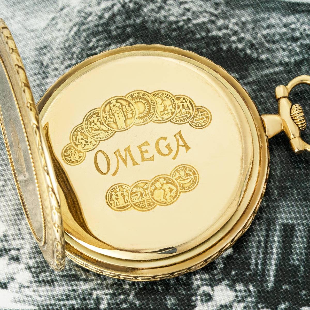 Men's Omega. A Rare and Unusual Gold Art Deco Pocket Watch C1920