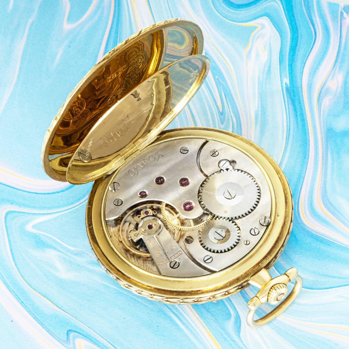 Omega. A Rare and Unusual Gold Art Deco Pocket Watch C1920 5