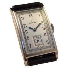 Omega a very rare and stylish rectangular curved steel case in wonderful conditi