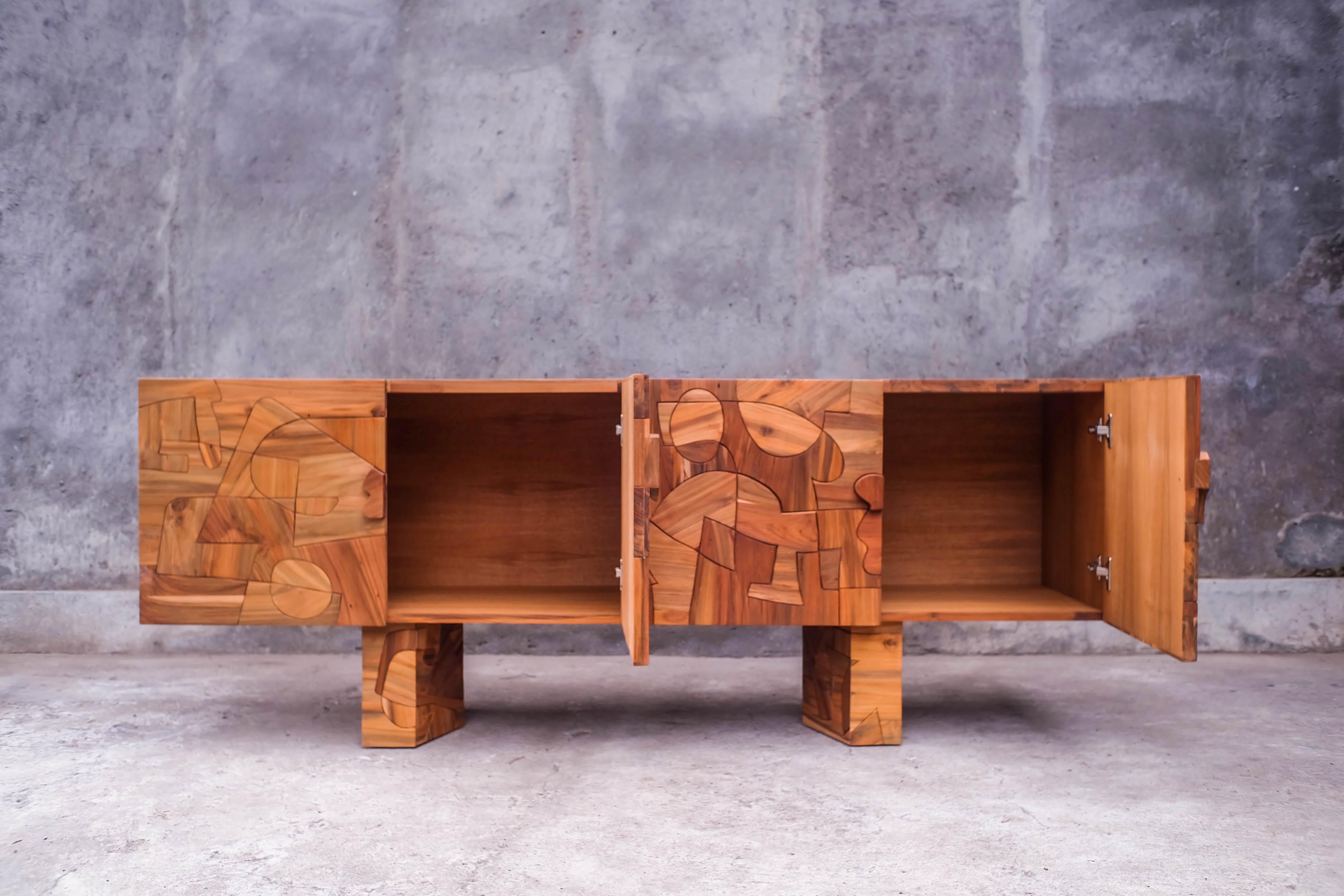 Omega Abstract Design Mozaic Brutalist Sideboard by Felix De Boussy for Belgali For Sale 1