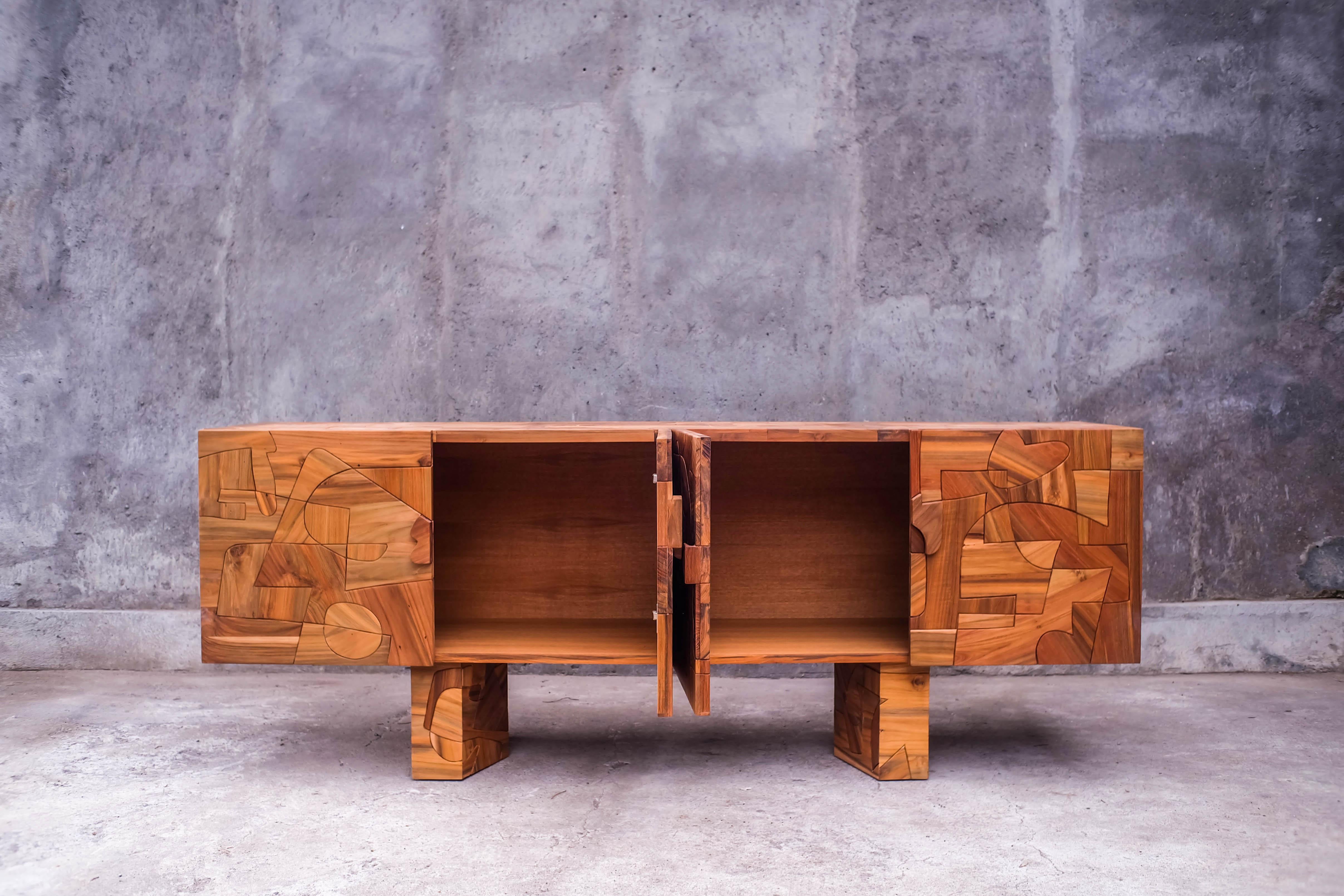 Omega Abstract Design Mozaic Brutalist Sideboard by Felix De Boussy for Belgali For Sale 2