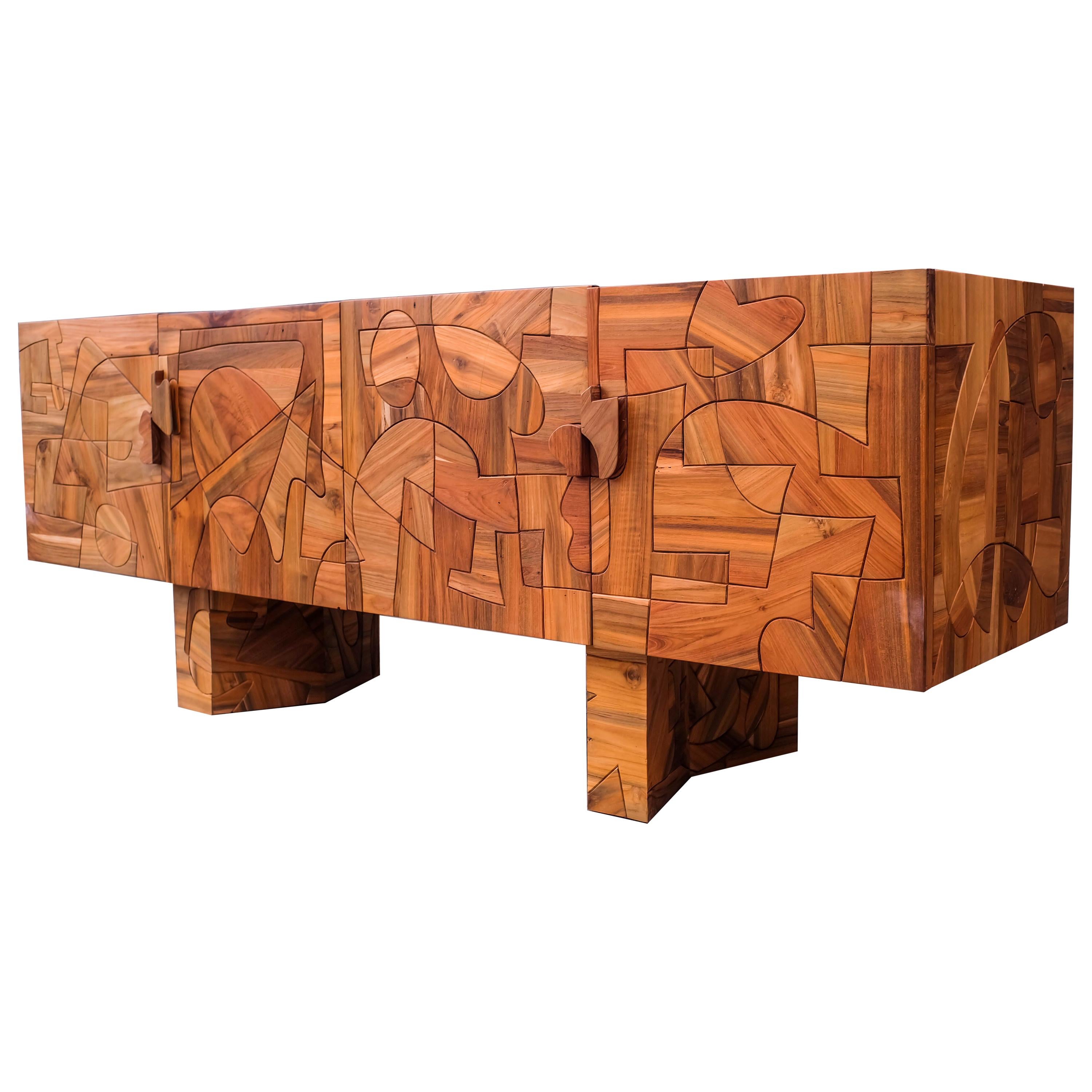 Omega Abstract Design Mozaic Brutalist Sideboard by Felix De Boussy for Belgali For Sale