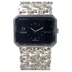 Omega Andrew Grima, grande montre-bracelet mécanique en argent sterling