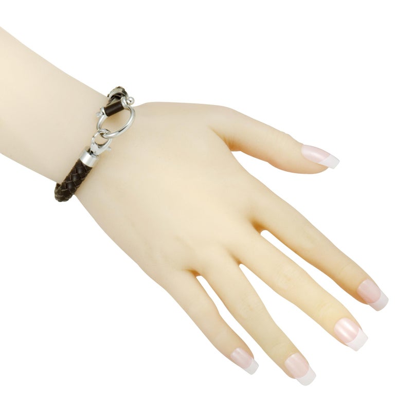 Omega Aqua Sailing Stainless Steel and Brown Leather Bracelet at