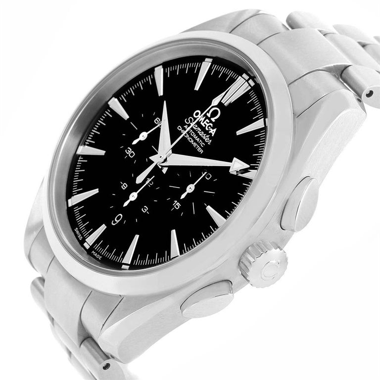 Omega Aqua Terra Black Dial Chronograph Steel Men's Watch ...