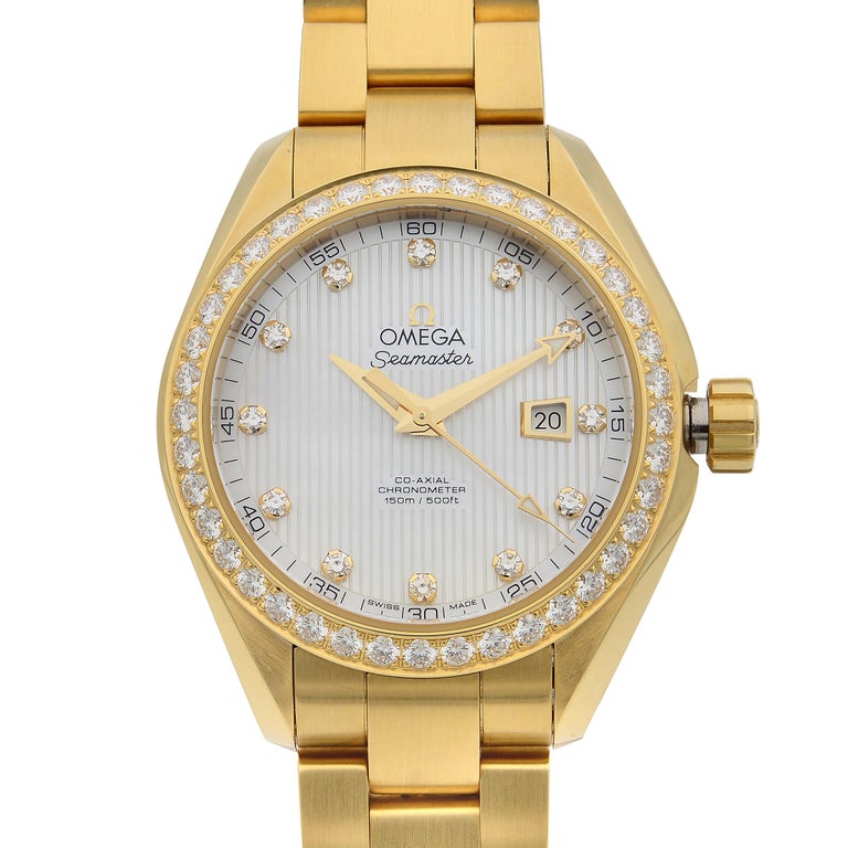 Omega Aqua Terra MOP 18K Yellow Gold Diamond Automatic Watch 231.55.34 ...