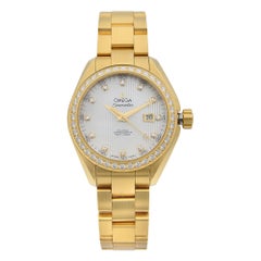 Omega Aqua Terra MOP 18K Yellow Gold Diamond Automatic Watch 231.55.34.20.55.001