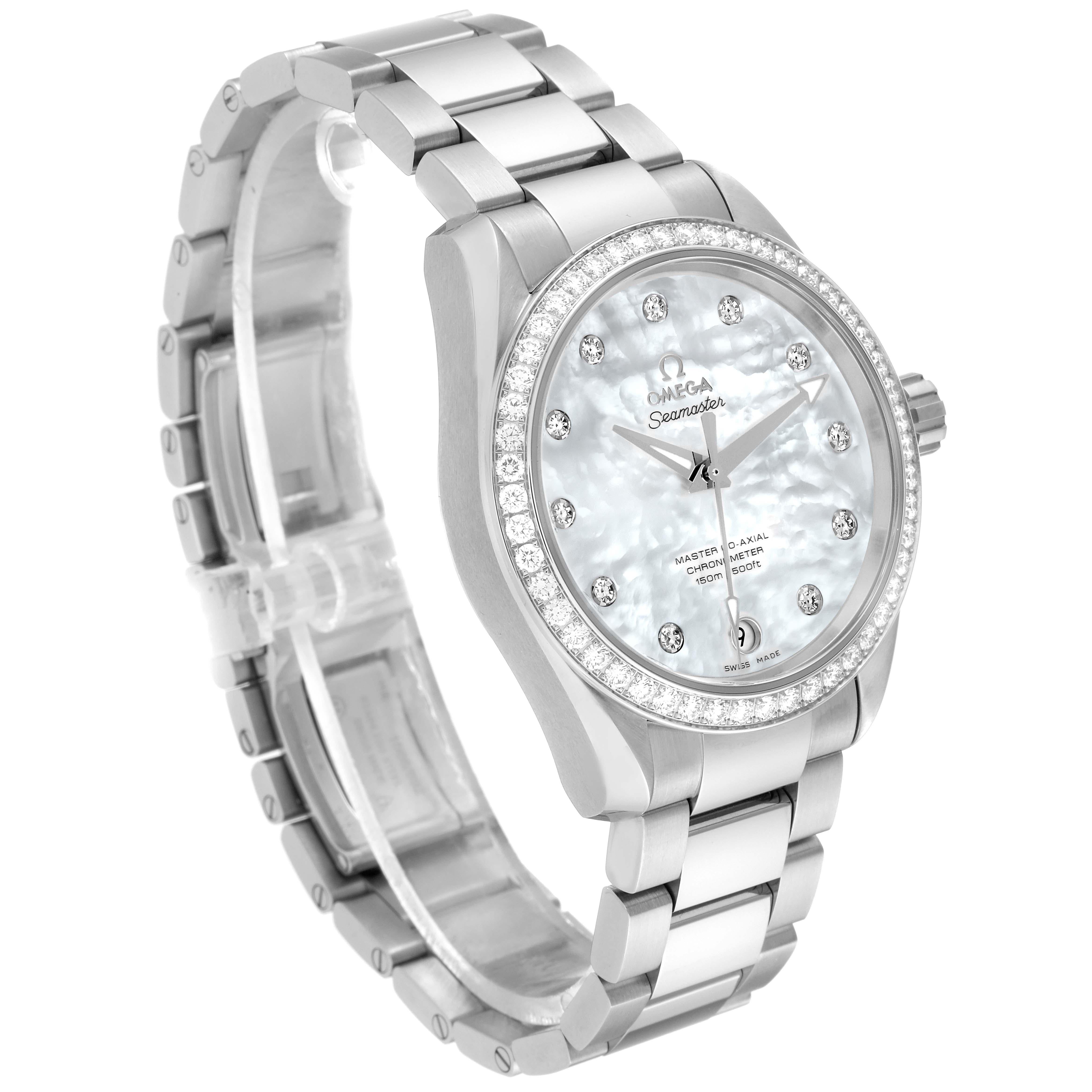 Omega Aqua Terra Mother Of Pearl Dial Diamond Steel Watch 231.15.39.21.55.001 3