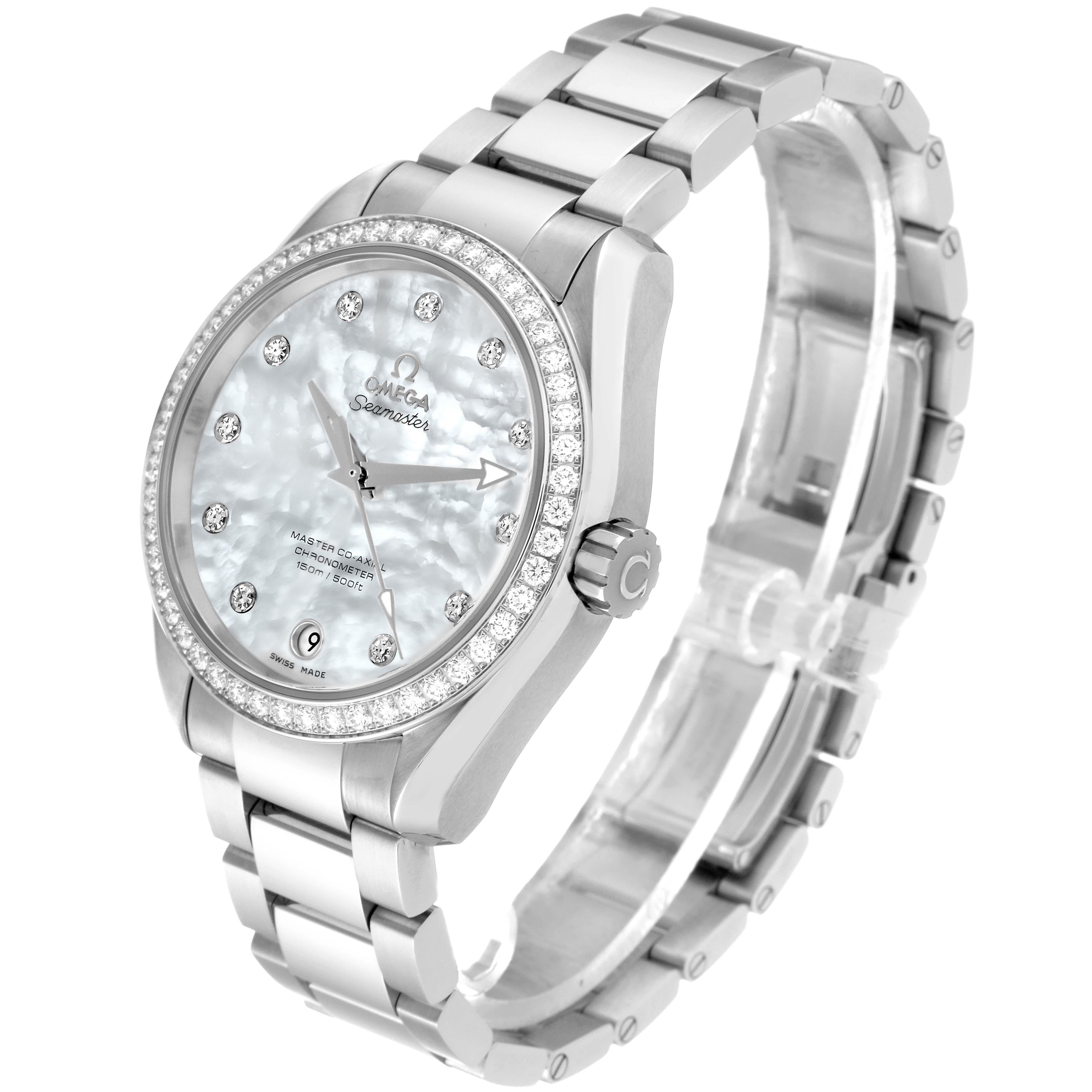 Omega Aqua Terra Mother Of Pearl Dial Diamond Steel Watch 231.15.39.21.55.001 5