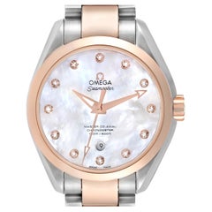 Omega Aqua Terra Rose Gold MOP Diamond Ladies Watch 231.20.34.20.55.001 Unworn