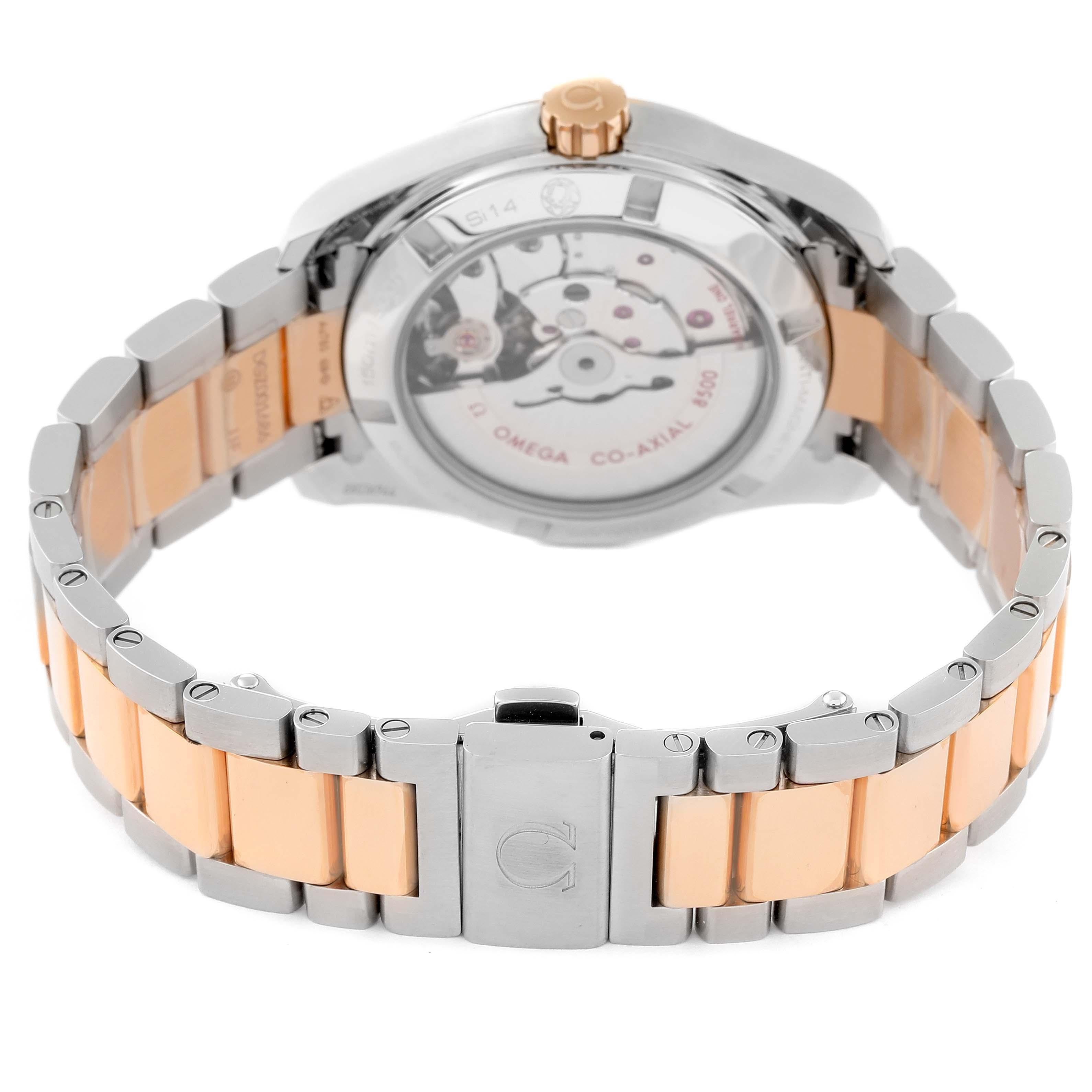 Omega Aqua Terra Rose Gold Mother of Pearl Diamond Ladies Watch For Sale 3
