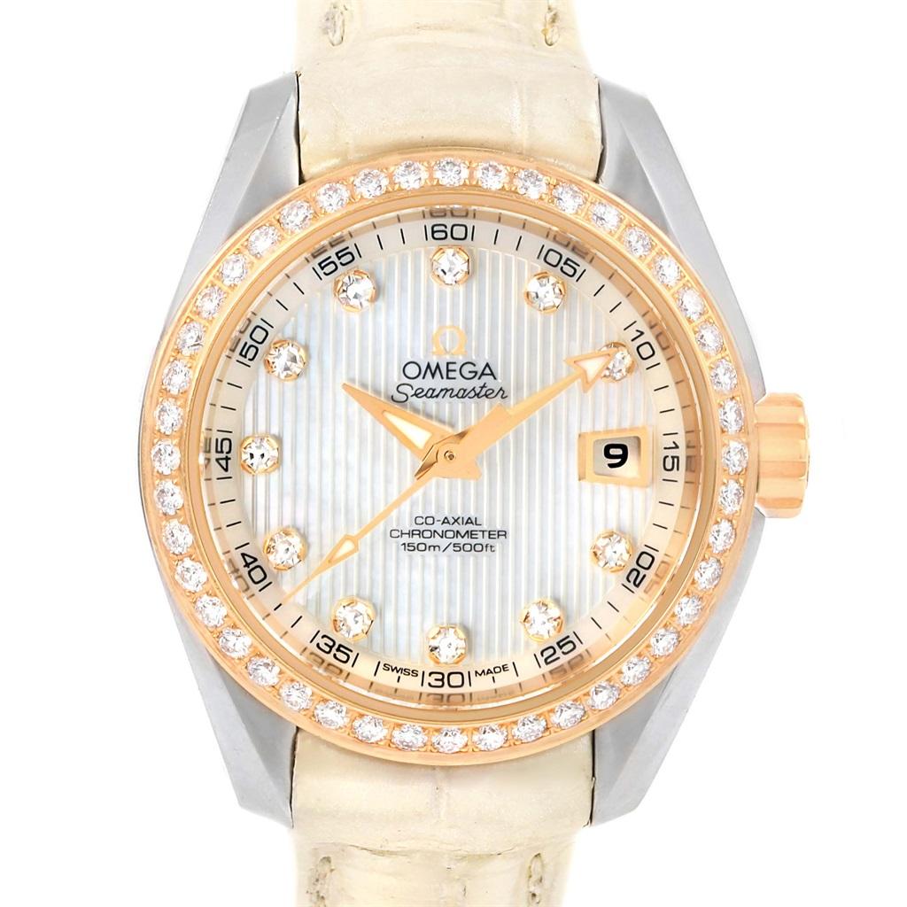 Omega Aqua Terra Steel Rose Gold Diamond Watch 231.28.30.20.55.001 5