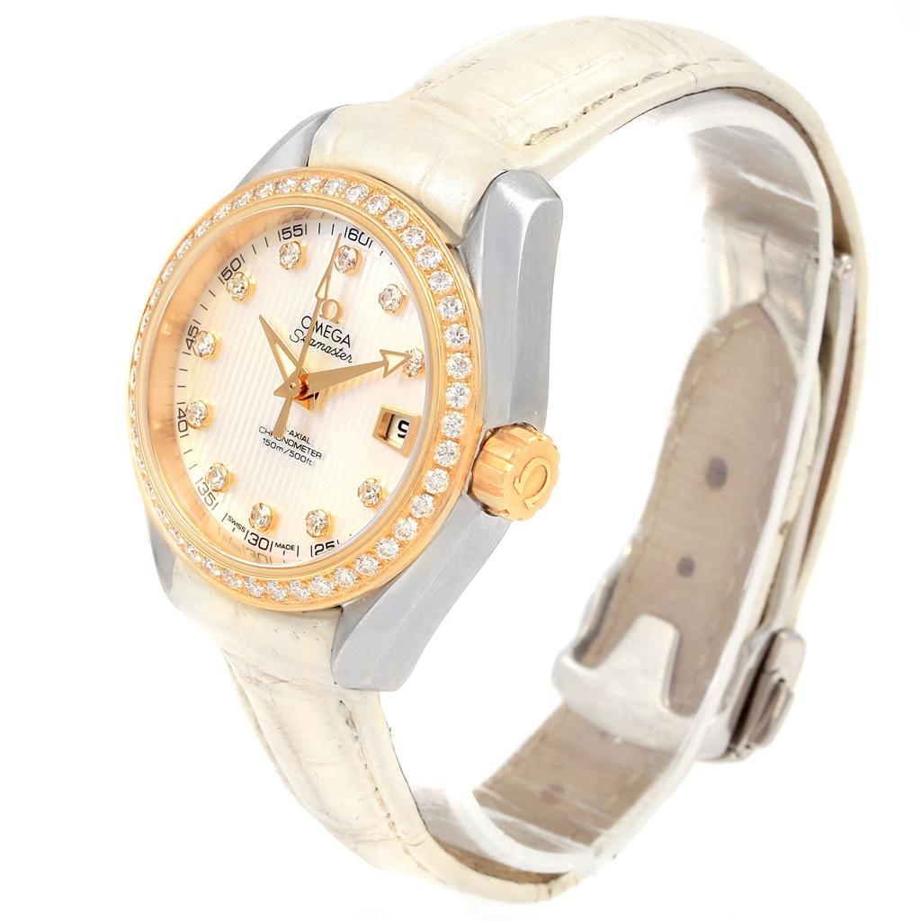 Women's Omega Aqua Terra Steel Rose Gold Diamond Watch 231.28.30.20.55.001