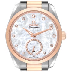 Omega Aqua Terra Steel Rose Gold Mother Of Pearl Diamond Ladies Watch