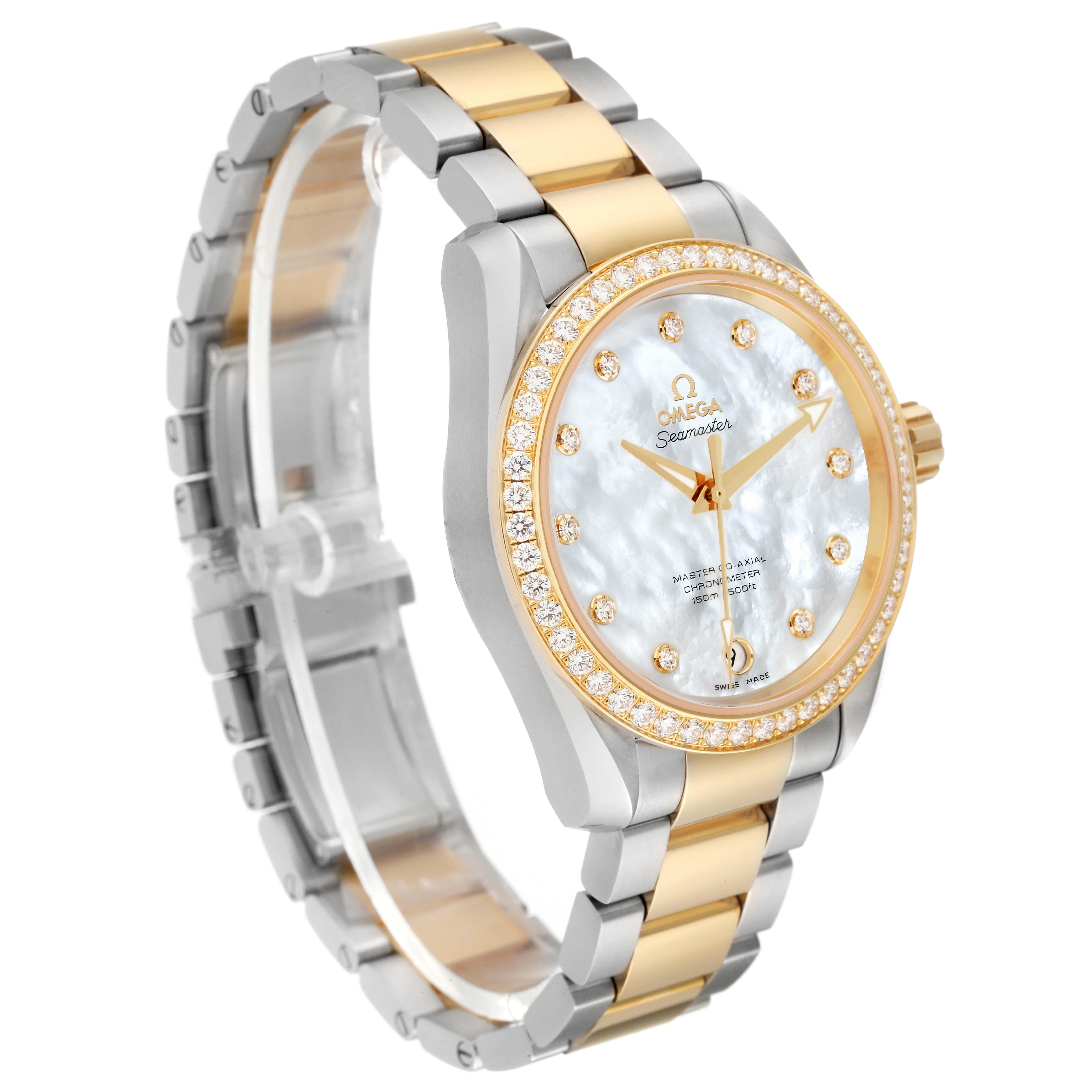 Omega Aqua Terra Steel Yellow Gold Diamond Watch 231.25.39.21.55.002 Unworn In Excellent Condition In Atlanta, GA