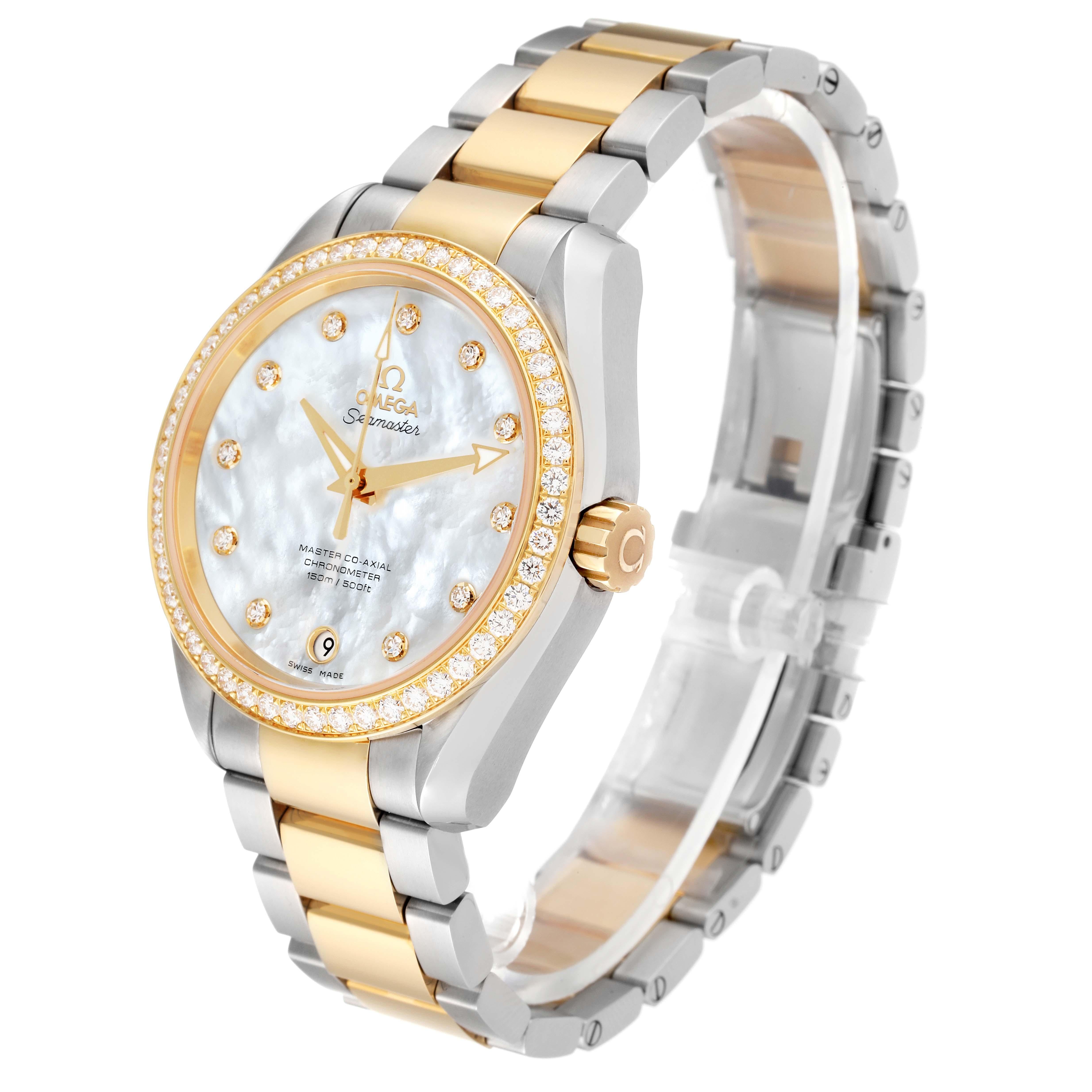 Women's Omega Aqua Terra Steel Yellow Gold Diamond Watch 231.25.39.21.55.002 Unworn