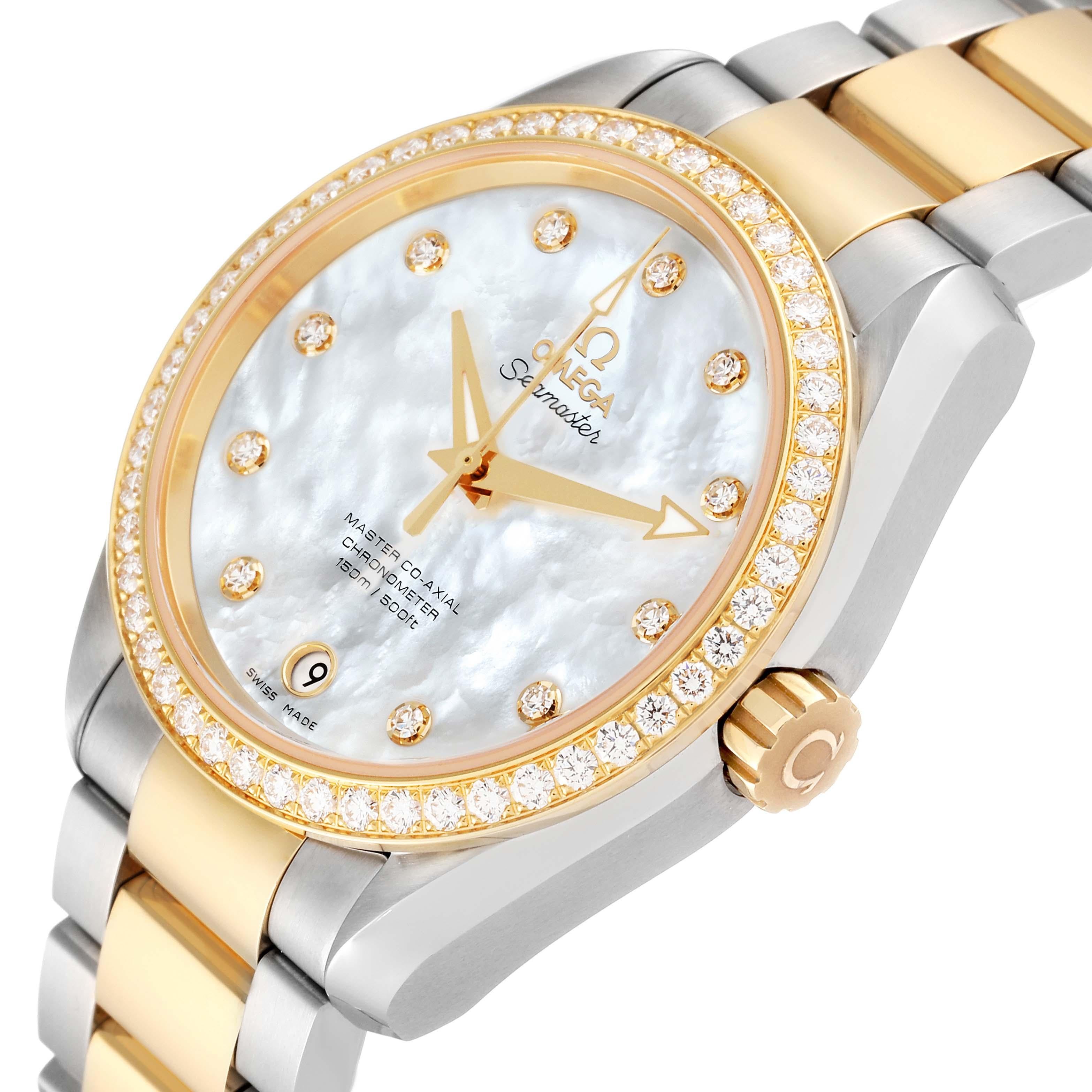 Omega Aqua Terra Steel Yellow Gold Diamond Watch 231.25.39.21.55.002 Unworn 1