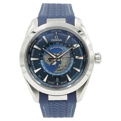 Used Omega Aqua Terra Worldtimer 220.10.43.22.03.001 Seamaster '22 B&P