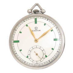 Omega Stainless Steel Art Deco Pocket Watch