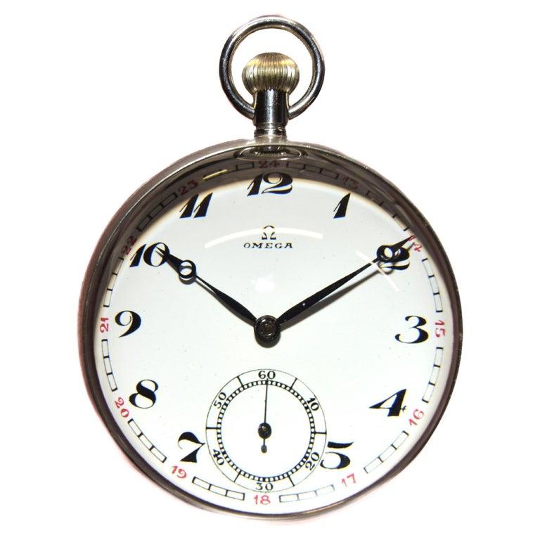 Mid-20th Century Omega Art Deco Styled Ball Clock with Magnifier Lens  For Sale