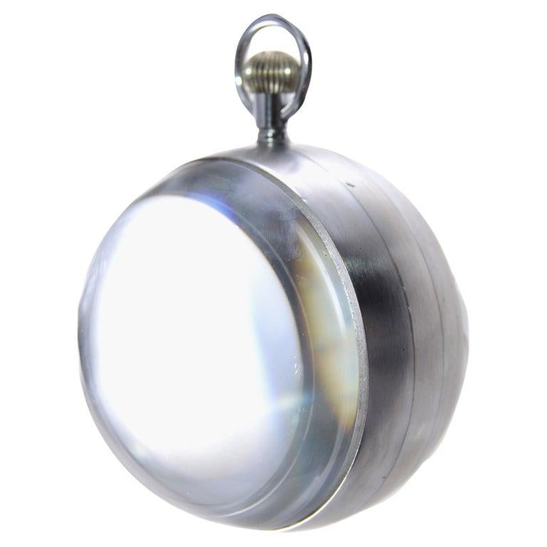 Acrylic Omega Art Deco Styled Ball Clock with Magnifier Lens  For Sale