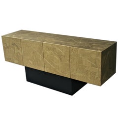 "Omega" Art Sideboard Acid Etched Brass Design Corpus by Studio Belgali