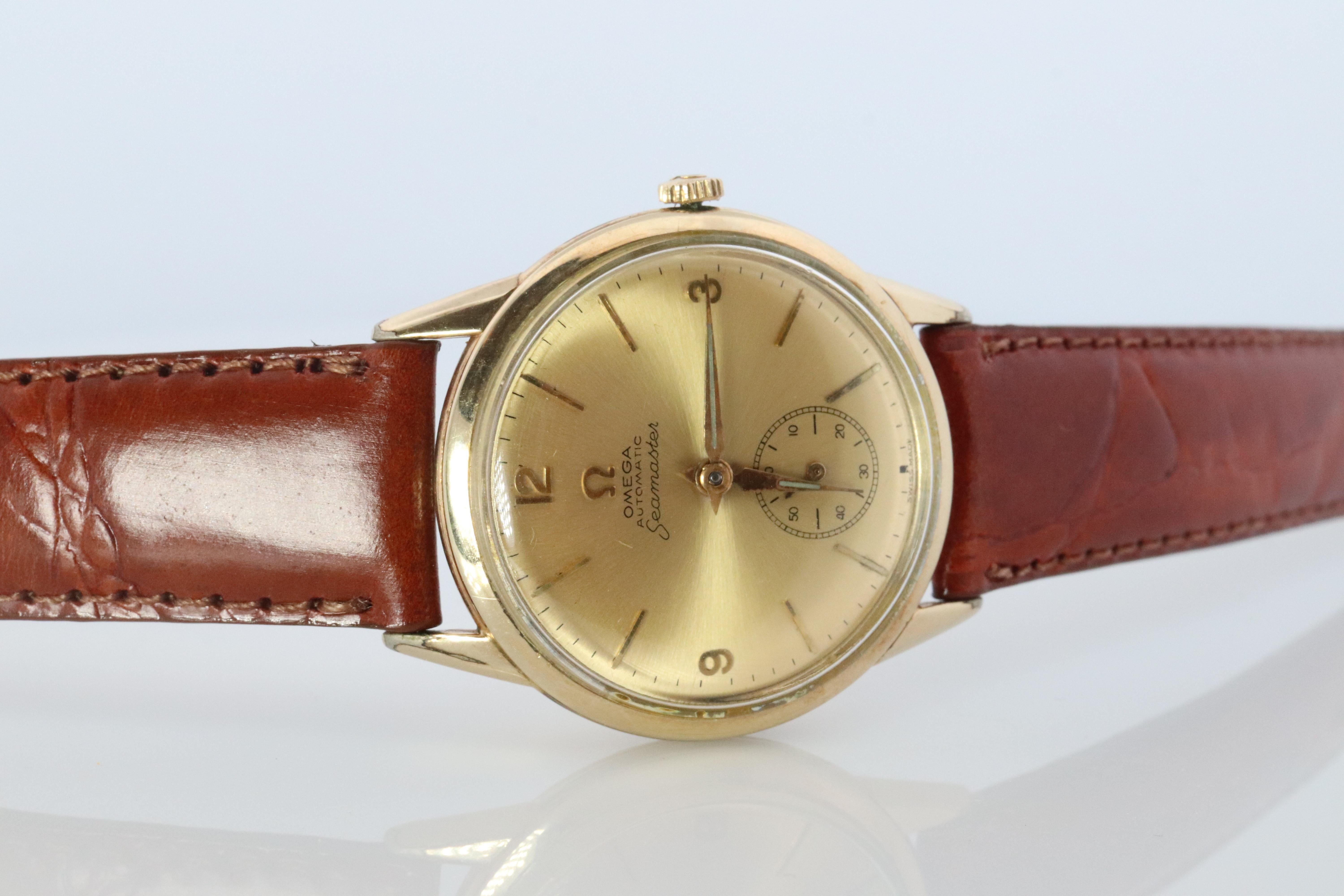 Vintage Omega Automatic 1950s.

Ref. Fx6262

10k Yellow Gold Filled Case. (Marked on case cover)

17J Bumper Hammer Automatic Movement.

Condition: Works and keeps time. Excellent condition for the Age.

Works like it should. Winds up while wearing