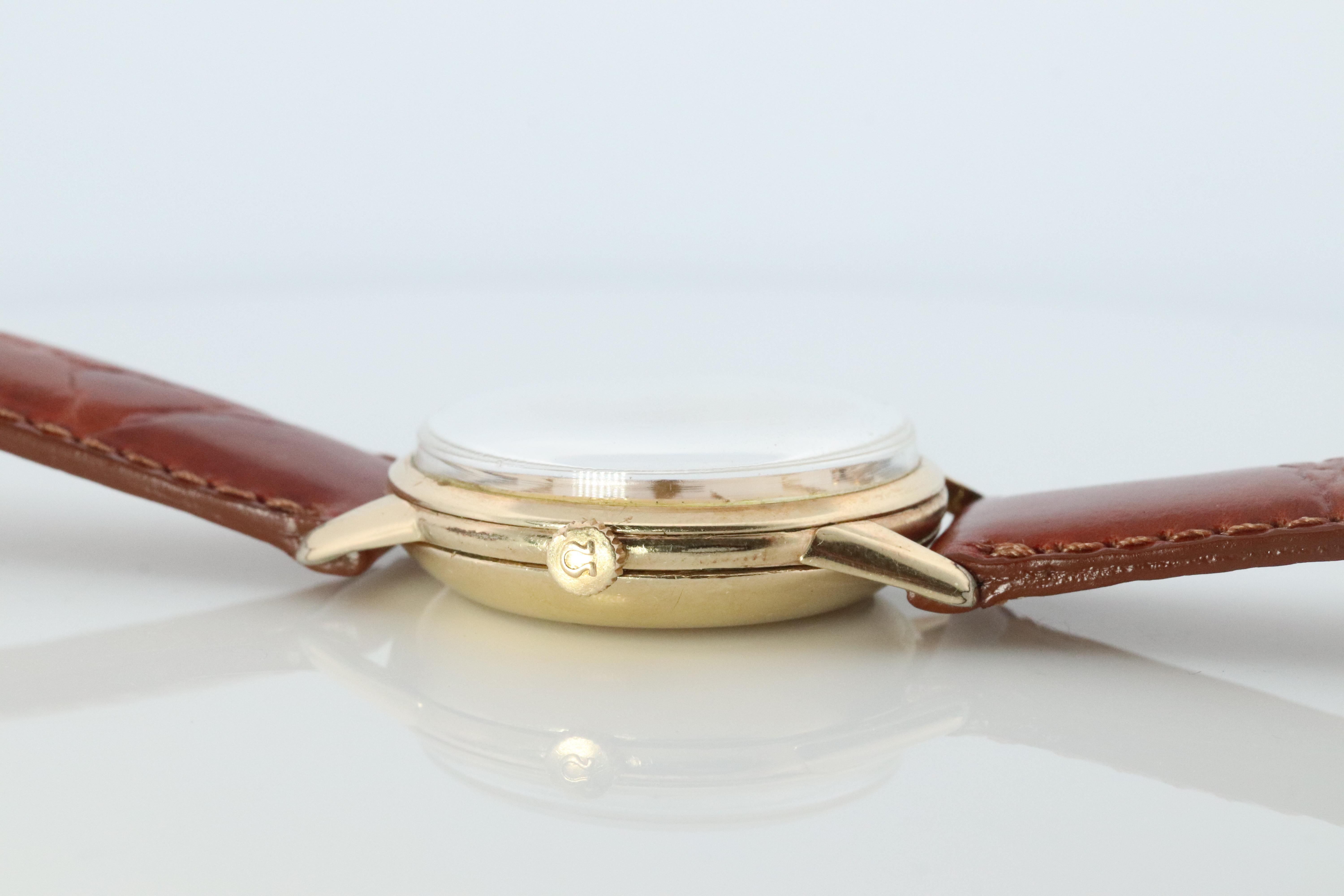 OMEGA Automatic Watch 10k GF Omega Automatic Hammer Bumper 1950s Mens Wristwatch For Sale 2